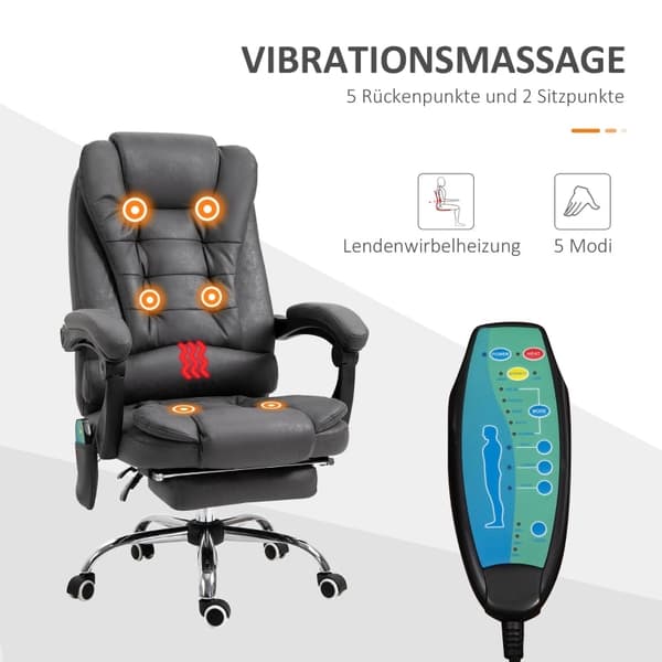 Rootz Massage Kontorstol - Vibrerende Stol - Opvarmet lænde - Ergonomisk computerstol - 65cm x 160cm x 104cm