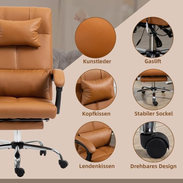 Rootz Massage Kontorstol - Task Chair - Skrivebordsstol - Kunstlæder - 66cm x 67cm x 115-123cm