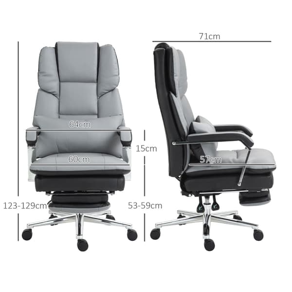 Rootz Kontorstol - Gaming Chair - Executive Chair - Tyk skumpolstring - PU læder - 63cm x 71cm x 123-129cm