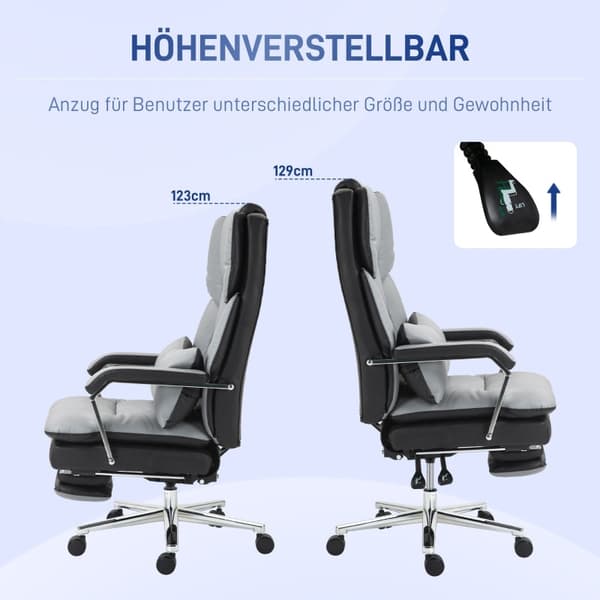 Rootz Kontorstol - Gaming Chair - Executive Chair - Tyk skumpolstring - PU læder - 63cm x 71cm x 123-129cm