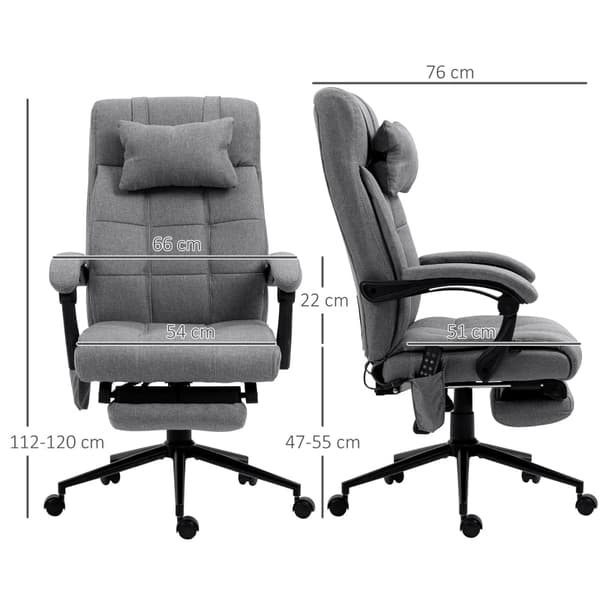 Rootz Massage Kontorstol - Ergonomisk stol - 155° tilbagelænet - Lændevarme - 66cm x 76cm x 112-120cm