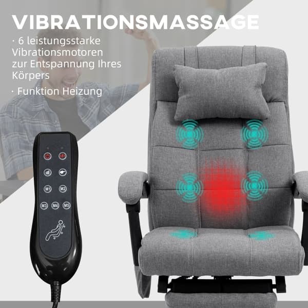 Rootz Massage Kontorstol - Ergonomisk stol - 155° tilbagelænet - Lændevarme - 66cm x 76cm x 112-120cm