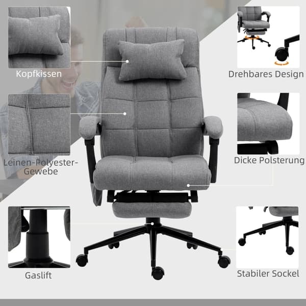 Rootz Massage Kontorstol - Ergonomisk stol - 155° tilbagelænet - Lændevarme - 66cm x 76cm x 112-120cm