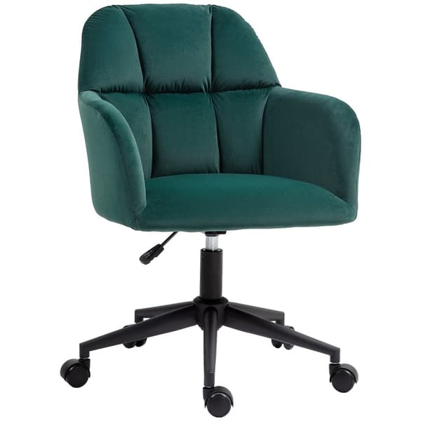 Rootz Swivel Office Chair - Skrivbordsstol - Justerbar i höjdled - Sammetsöverdrag - Ergonomisk design - Grön - 58L x 58,5W x 78-86H cm