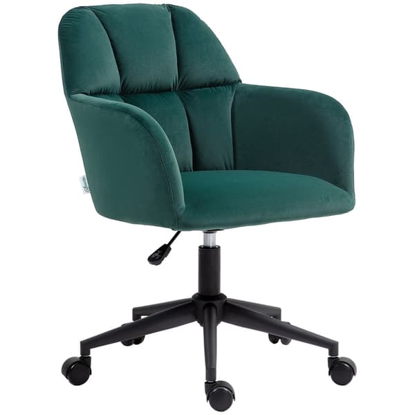 Rootz Swivel Office Chair - Skrivbordsstol - Justerbar i höjdled - Sammetsöverdrag - Ergonomisk design - Grön - 58L x 58,5W x 78-86H cm
