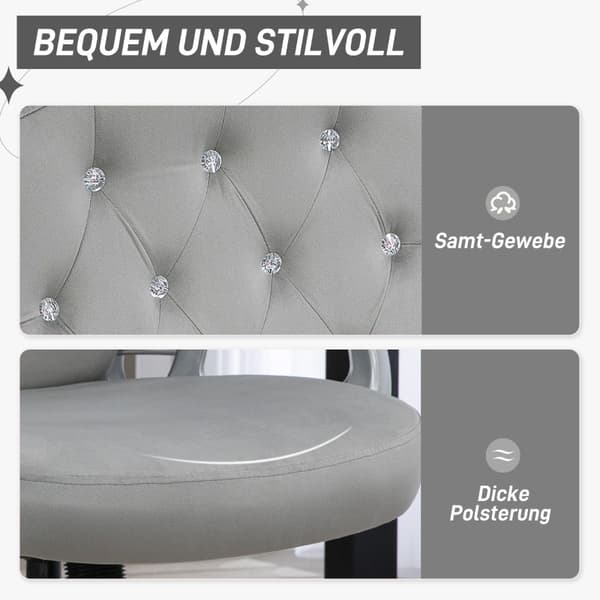 Rootz Velvet Kontorsstol - Skrivbordsstol - Arbetsstol - Extra tjock stoppning - Höjdjusterbar - 61cm x 61cm x 104-114cm