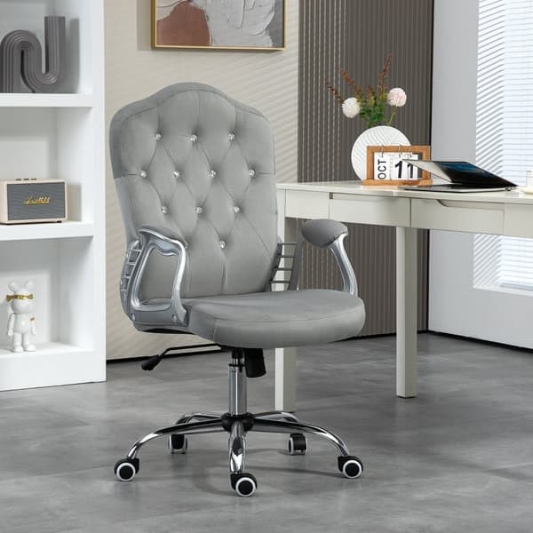Rootz Velvet Kontorsstol - Skrivbordsstol - Arbetsstol - Extra tjock stoppning - Höjdjusterbar - 61cm x 61cm x 104-114cm