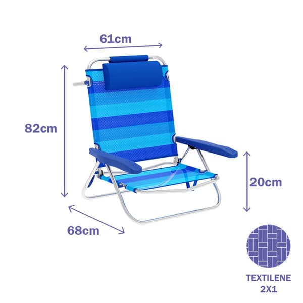 Folding Chair Marbueno Raidat Sininen 61 x 82 x 68 cm