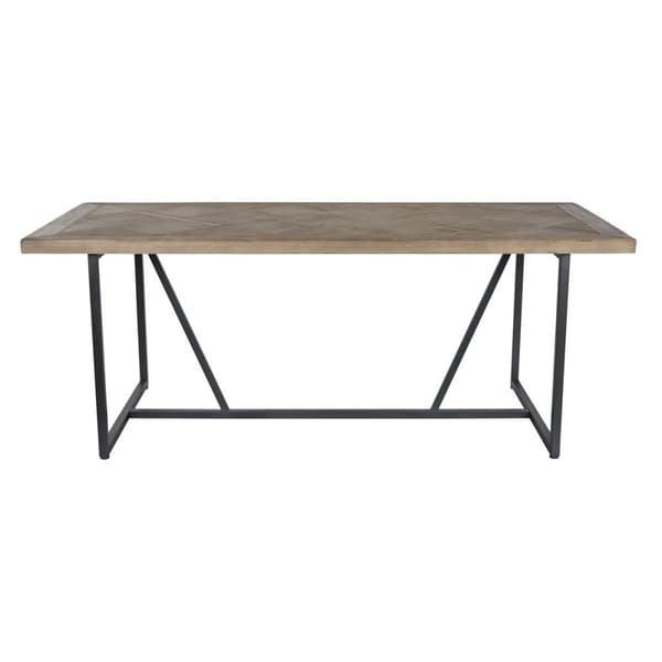 Ruokapöytä Home ESPRIT Musta Luonnollinen Metalli Kuusi 195 x 90 x 76 cm