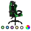 Miniatyrbild 1 av 2: Gamingstol med RGB LED-lampor grön och svart konstläder
