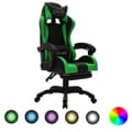 Miniatyrbild 1 av 2: Gamingstol med RGB LED-lampor grön och svart konstläder