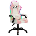 Miniatyrbild 2 av 2: Gamingstol med RGB LED-lampor rosa och svart konstläder