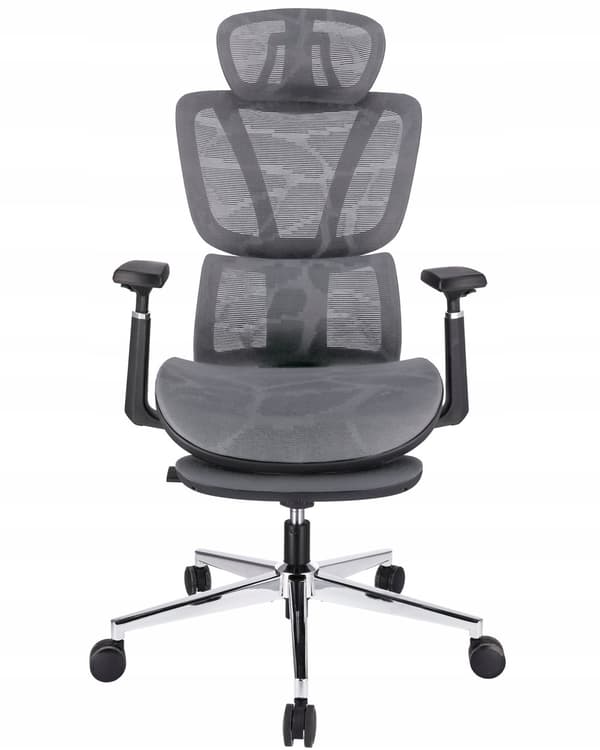 NEOVA ergonomisk lænestol med fodstøtte - grå