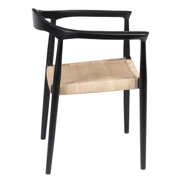 Matsalsstol Svart Naturell Rattan teakträ 59 x 58 x 76,5 cm