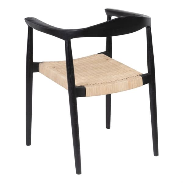 Matsalsstol Svart Naturell Rattan teakträ 59 x 58 x 76,5 cm