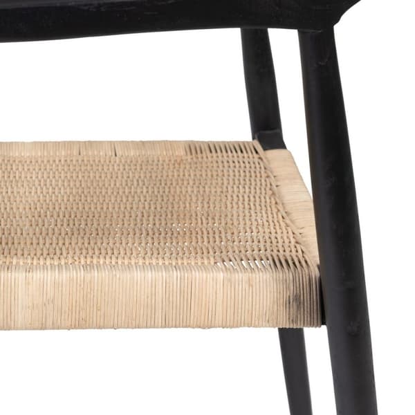 Matsalsstol Svart Naturell Rattan teakträ 59 x 58 x 76,5 cm