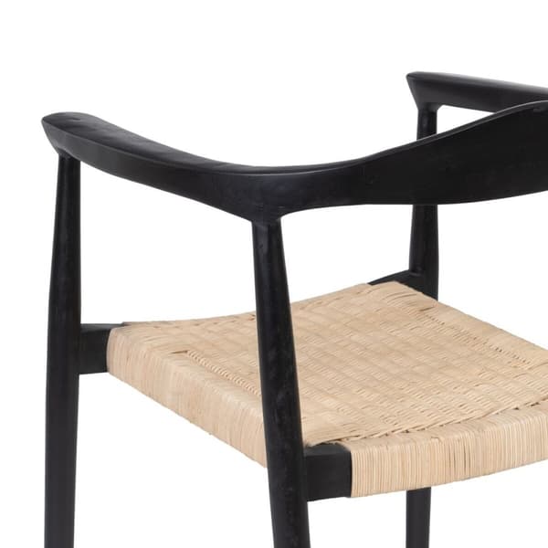 Matsalsstol Svart Naturell Rattan teakträ 59 x 58 x 76,5 cm