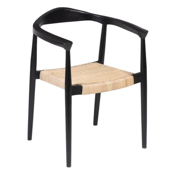 Matsalsstol Svart Naturell Rattan teakträ 59 x 58 x 76,5 cm