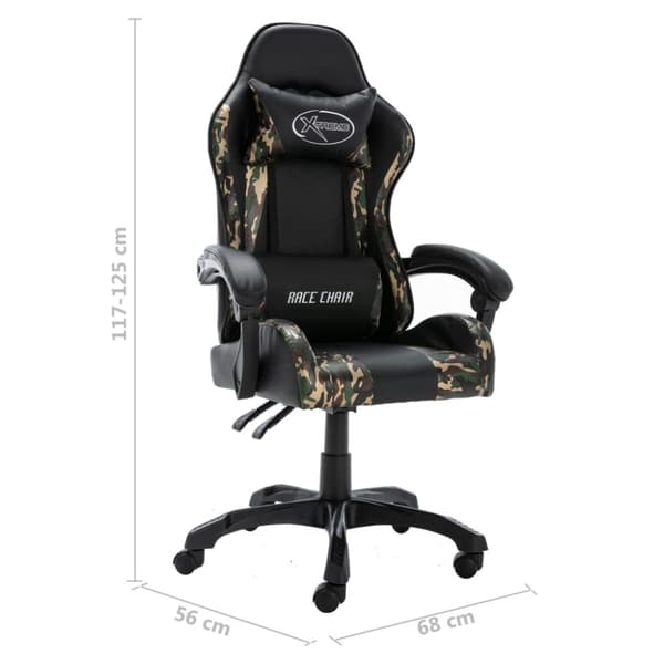 gamerstol kunstlæder sort og camouflage