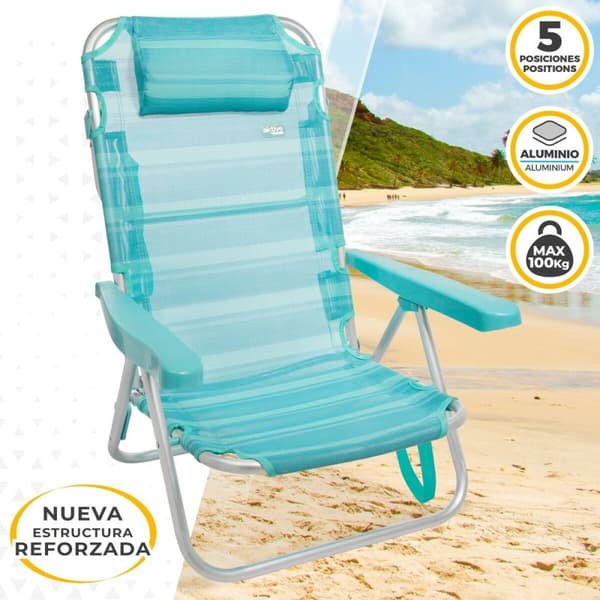 Strandstol Aktive Hopfällbar Turkos 48 x 84 x 46 cm (2 antal)