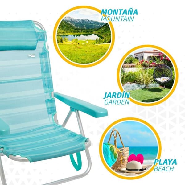 Strandstol Aktive Hopfällbar Turkos 48 x 84 x 46 cm (2 antal)