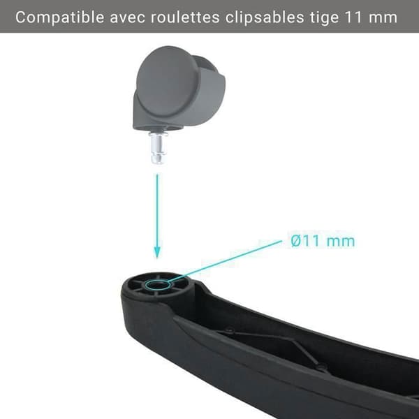 Waytex Kontorsstol Ben Svart Nylon - Kompatibel med hjul och glid - Diameter 64 cm