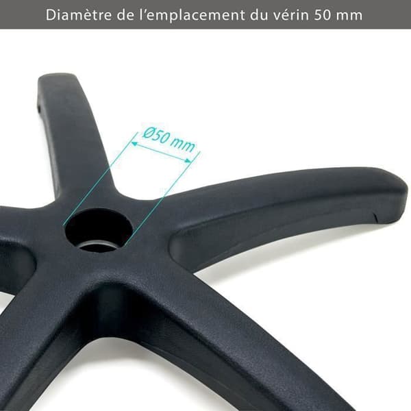 Waytex Kontorsstol Ben Svart Nylon - Kompatibel med hjul och glid - Diameter 64 cm