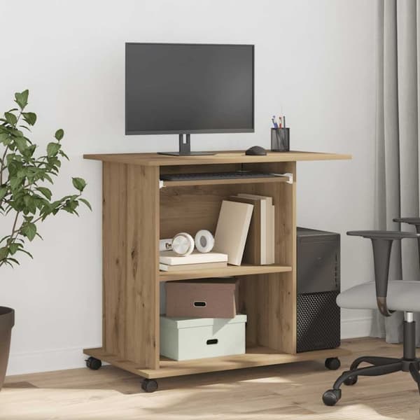 vidaXL computerbord 80x50x75 cm spånplade artisan eg