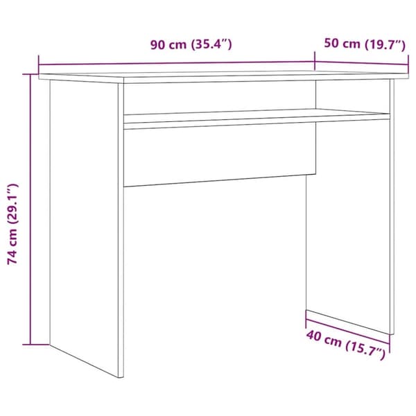 vidaXL skrivebord 90x50x74 cm konstrueret træ antikt trælook
