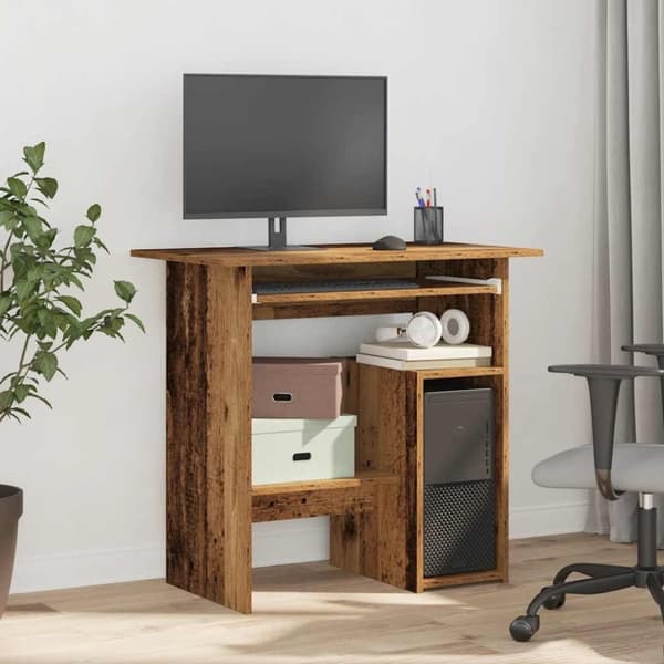 vidaXL Skrivbord åldrat trä 80x45x74 cm konstruerat trä