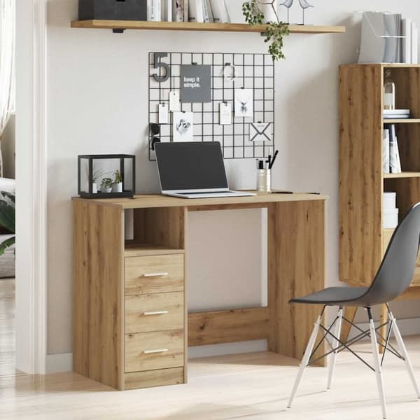vidaXL Skrivebord artisan eik 102x76x50 cm konstruert tre