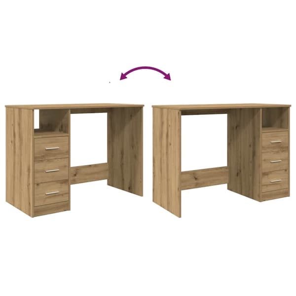 vidaXL Skrivebord artisan eik 102x76x50 cm konstruert tre