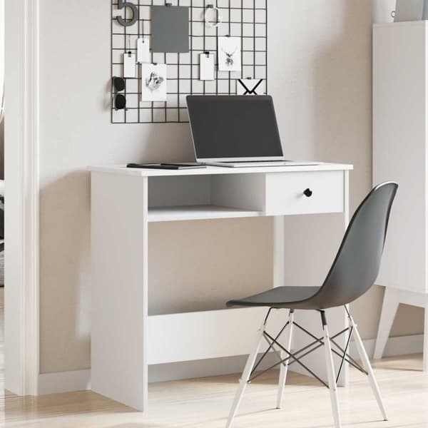vidaXL Skrivbord vit 80x40x75 cm konstruerat trä