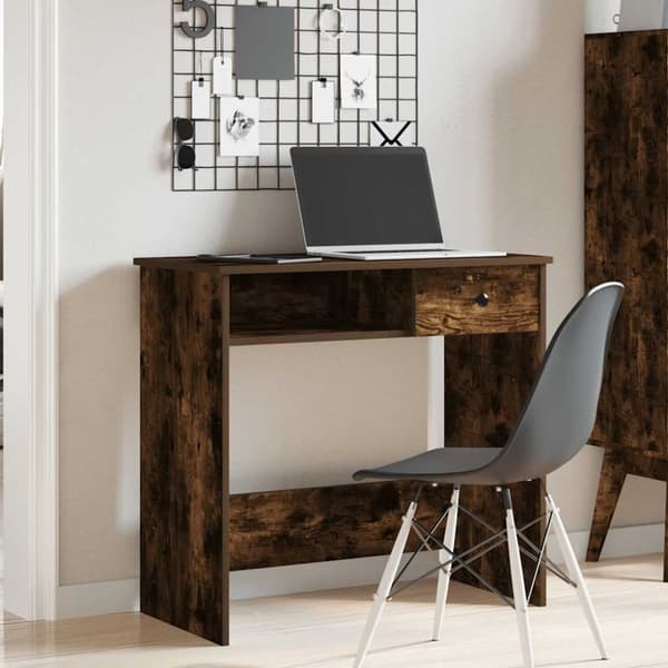 vidaXL Skrivbord rökfärgad ek 80x40x75 cm konstruerat trä