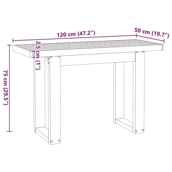 vidaXL skrivebord NOAIN U-formede ben 120x50x75cm massivt træ fyrretræ