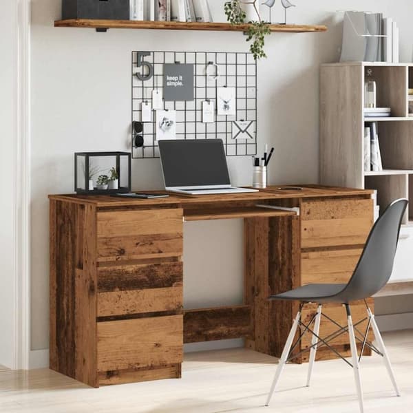 vidaXL Skrivebord gammelt tre 140x50x77 cm konstruert tre
