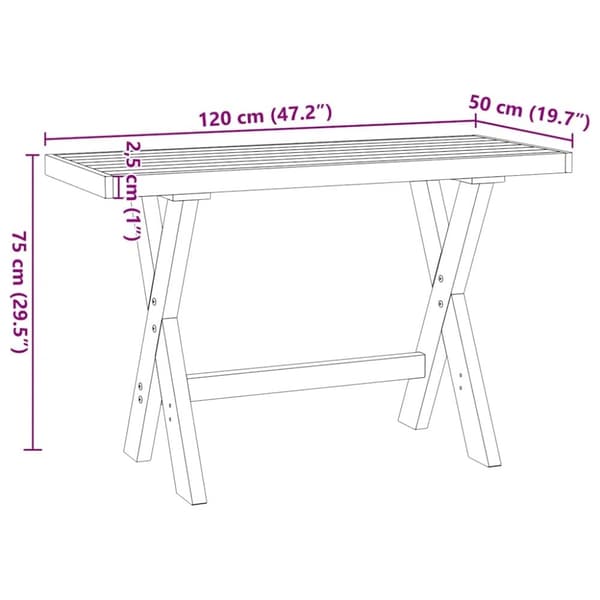 vidaXL Työpöytä NOAIN X-muotoiset jalat 120x50x75 cm massiivipuu mänty