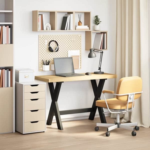 vidaXL Työpöytä NOAIN X-muotoiset jalat 120x50x75 cm massiivipuu mänty