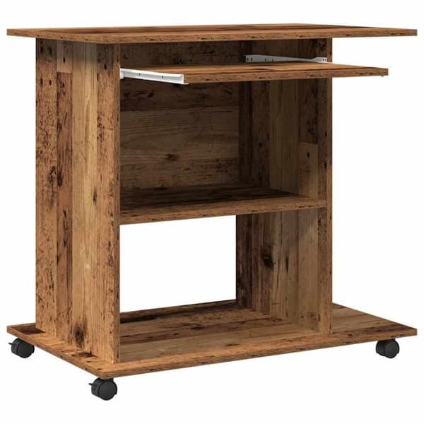 vidaXL Tietokonepöytä vanhaa puuta 80x50x75 cm lastulevy