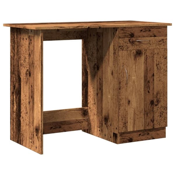 vidaXL skrivebord 100x50x76 cm konstrueret træ antikt trælook