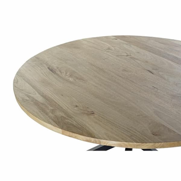 Matsalsbord DKD Home Decor 127 x 127 x 75 cm Naturell Svart Metall Aluminium Mangoträ
