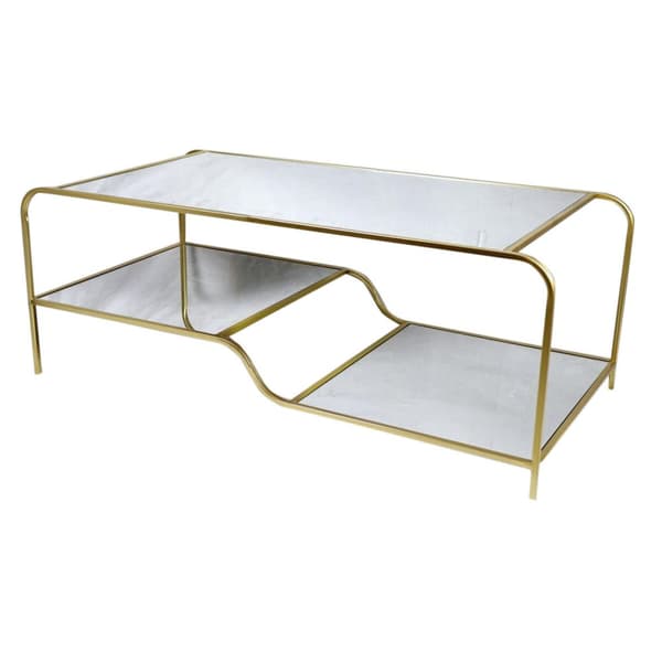 Soffbord DKD Home Decor Glamour Gyllene Metall Speglar 120 x 60 x 45 cm