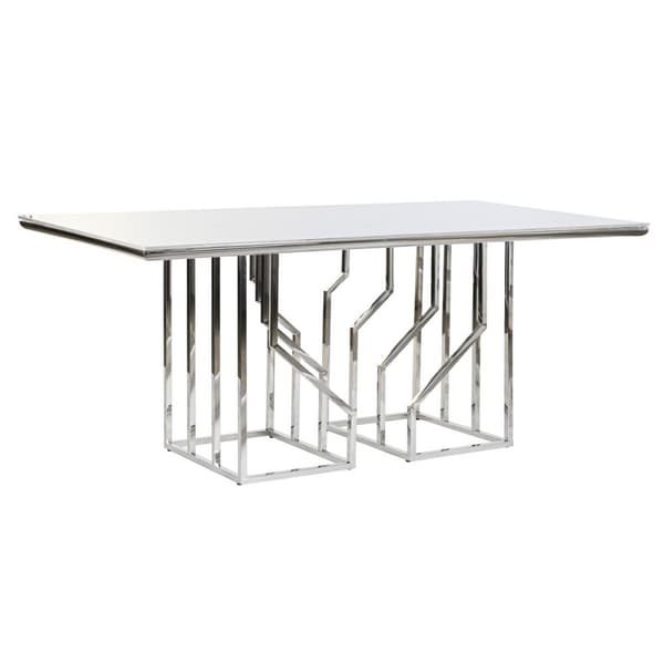 Matsalsbord DKD Home Decor Silvrig Glas Stål (180 x 90 x 75 cm)