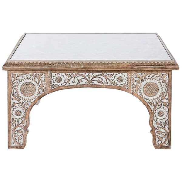 Soffbord DKD Home Decor 81 x 81 x 45 cm Glas Aluminium Mangoträ