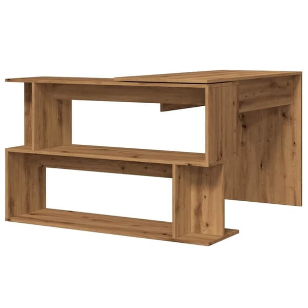 vidaXL Hörnskrivbord hantverksmässig ek 200,5x50x76 cm konstruerat trä