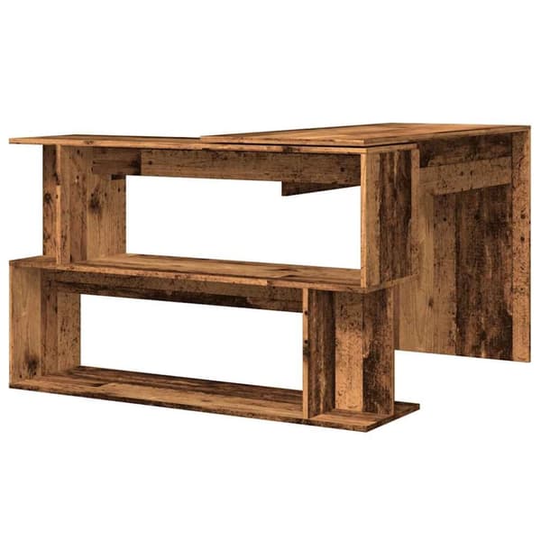 vidaXL Hörnskrivbord gammalt trä 200,5x50x76 cm konstruerat trä