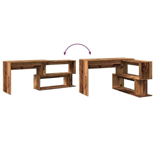 vidaXL Hörnskrivbord gammalt trä 200,5x50x76 cm konstruerat trä