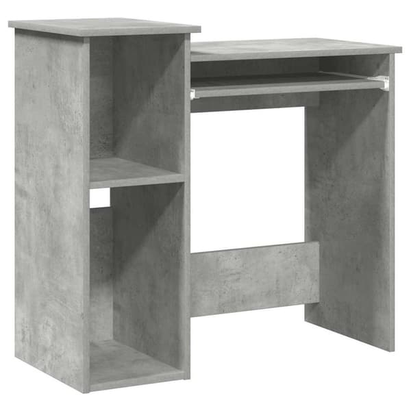 vidaXL Skrivbord med hyllor betonggrå 84x40x78 cm konstruerat trä
