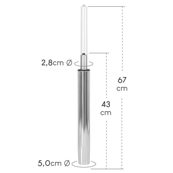 Gaslift för hög kontorsstol och sitt-stå-stol - Höjd från 43 till 67 cm - Universal - Klass 3 - Kromat metall