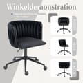 Miniatyrbild 5 av 6: Kontorsstol med sammetslen känsla, 360° vridbar, höjdjustering med en knapptryckning, design med ihåligt kors, svart